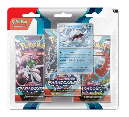 Pokémon Sammelkartenspiel - Paradoxrift - 3 Pack Blister Kolowal Deutsch