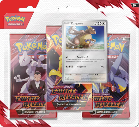 Pokémon Sammelkartenspiel Karmesin & Purpur Ewige Rivalen 3 Pack Blister Kangama Deutsch