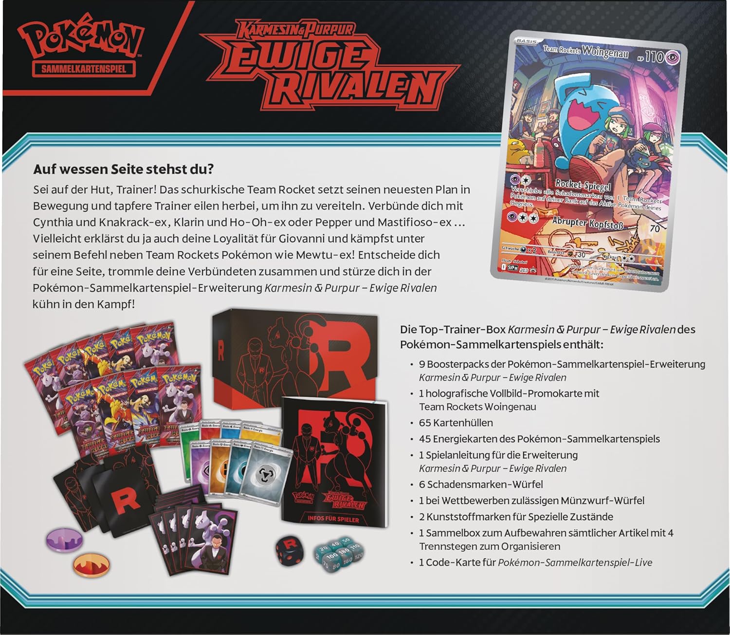 Pokémon Sammelkartenspiel Karmesin & Purpur Ewige Rivalen Top Trainer Box Deutsch Back
