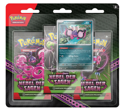 Pokémon Sammelkartenspiel Karmesin & Purpur Nebel der Sagen 3-Pack Bilster Infamomo Deutsch