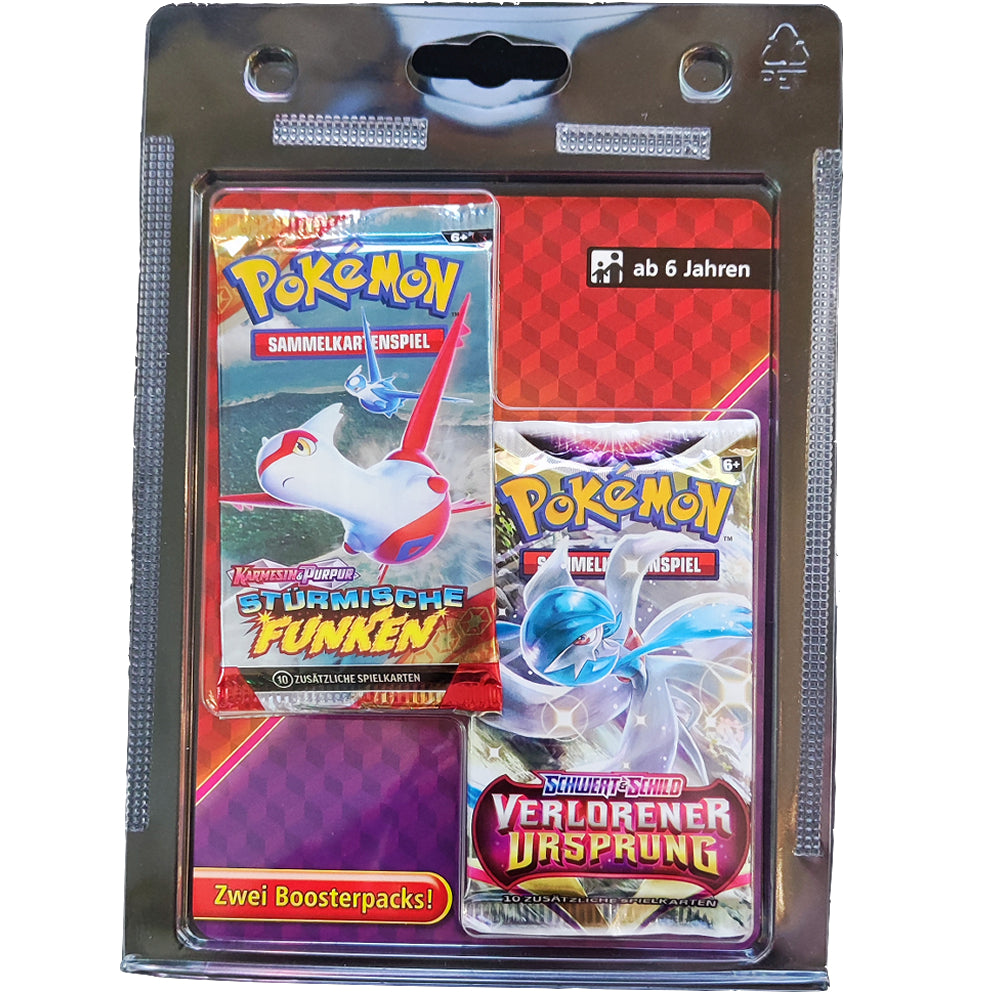 Pokémon Sammelkartenspiel Karmesin & Purpur Stürmische Funken und Schwert & Schild Verlorener Ursprung 2-Pack Bilster Deutsch