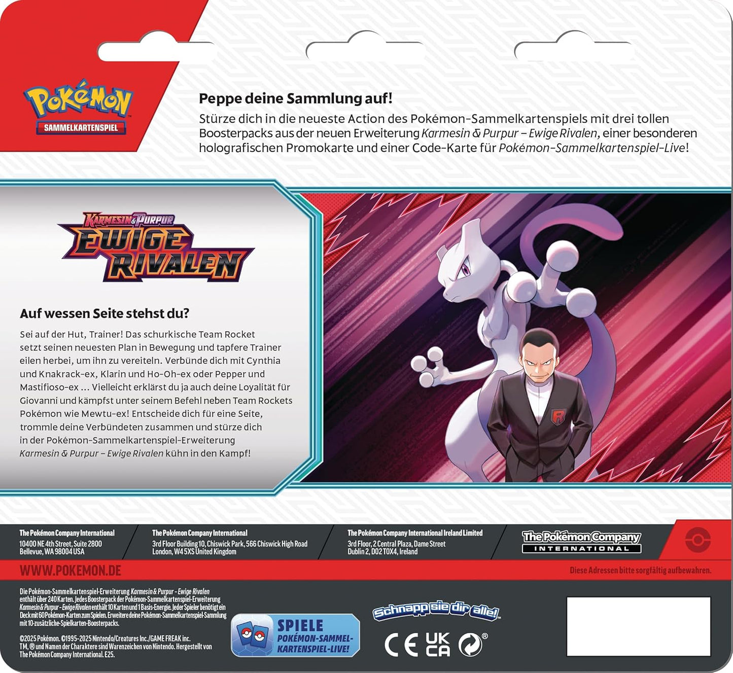 Pokémon Sammelkartenspiel Karmesin & Purpur Ewige Rivalen 3 Pack Blister Kangama Deutsch Back
