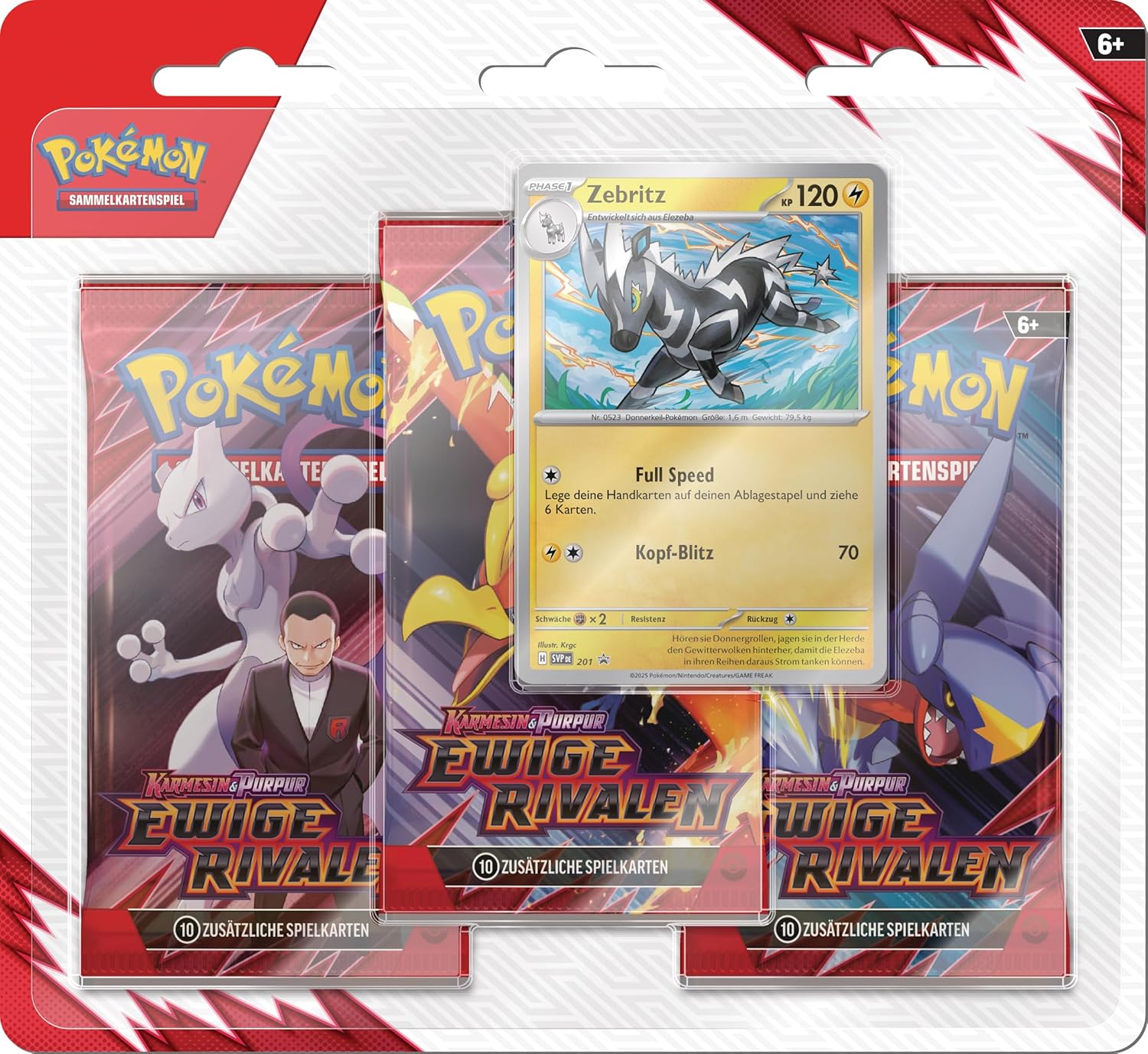 Pokémon Sammelkartenspiel Karmesin & Purpur Ewige Rivalen 3 Pack Blister Zebritz Deutsch