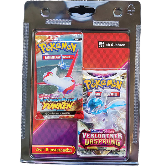 Pokémon Sammelkartenspiel Karmesin & Purpur Stürmische Funken und Schwert & Schild Verlorener Ursprung 2-Pack Bilster Deutsch