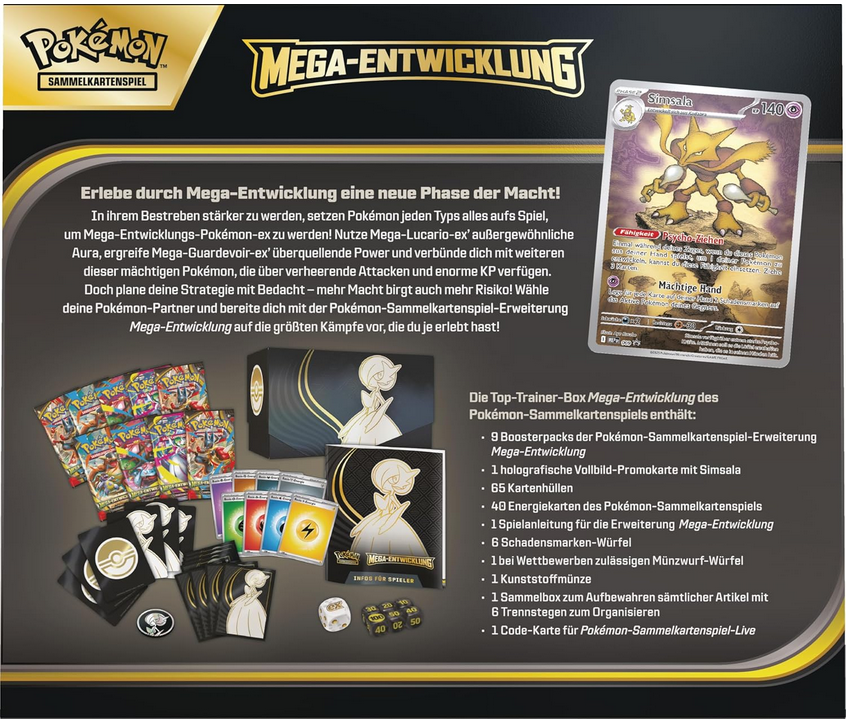 Pokémon Sammelkartenspiel Mega Entwicklung Guardevoir Top Trainer Box Deutsch Rückseite